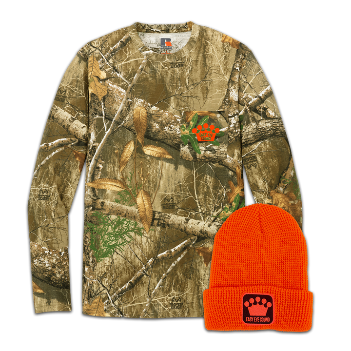 "Woodsman's Special" Bundle - Camo Shirt + Blaze Orange Beanie